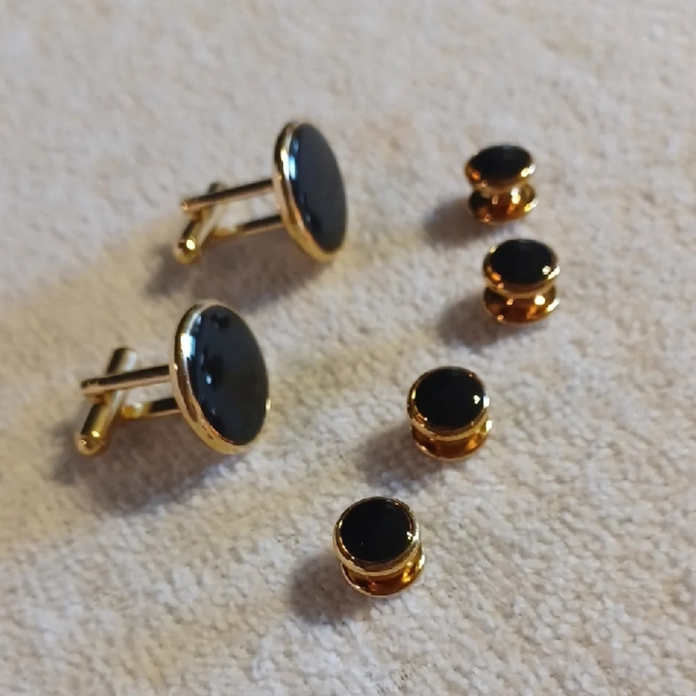 Vintage Gold and Black Cufflink Set